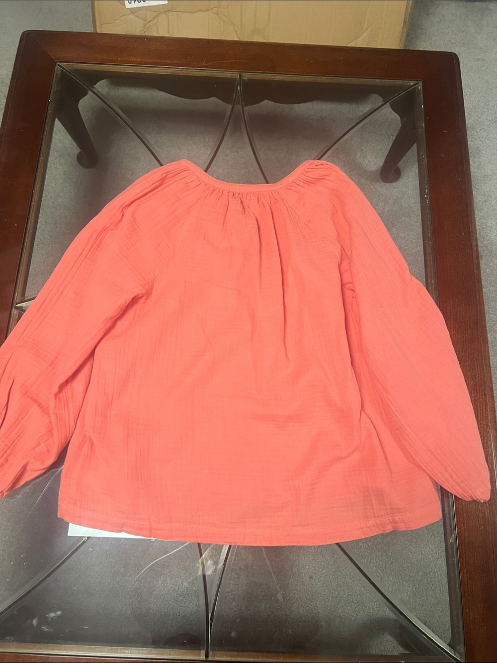 Old Navy Women's Lightweight Coral Gauze cottage core Peasant Top large - Picture 2 of 7